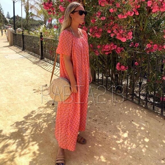 Zara Coral Zigzag Maxi Dress - Picture 2 of 10
